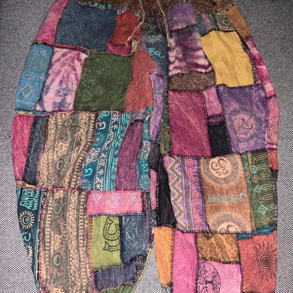 Vintage Gardenbelle Patchwork Artistic Wide Leg Pants Unisex Size 2XL